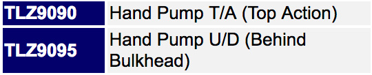 Lavac Hand Pumps product codes